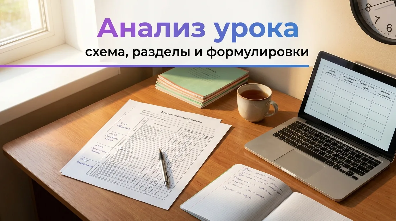 Анализ урока образец: схема, структура по разделам и примеры формулировок