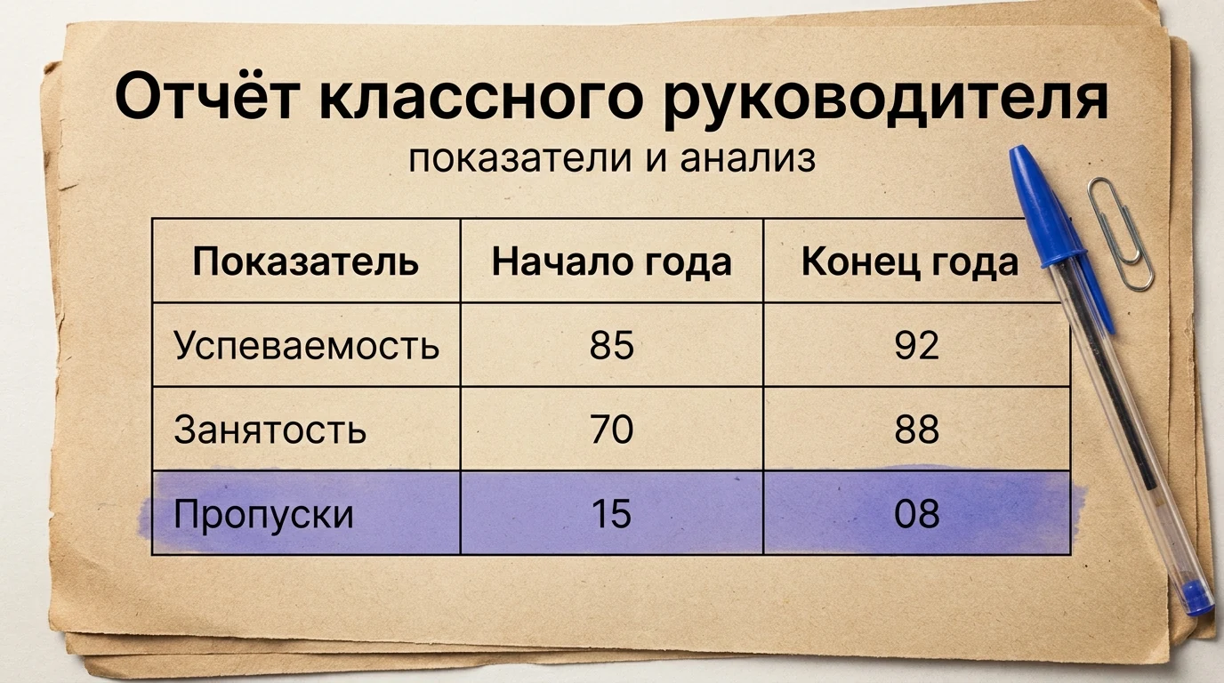 Отчёт классного руководителя: структура, показатели и готовые формулировки